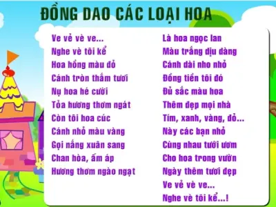 Gợi ý bài đồng dao về hoa cho trẻ mầm non học