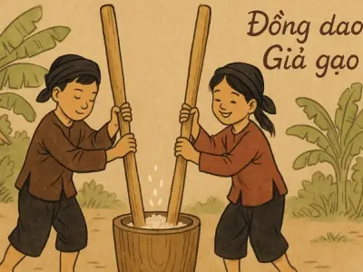 Gợi ý bài đồng dao giã gạo dễ học dễ thuộc cho bé mầm non